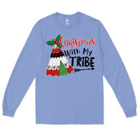 Colony Blue Christmas with my tribe boho Long Sleeve Tee - CowhideDigitalArt