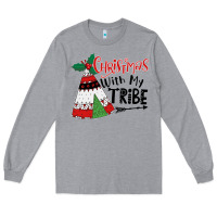 Heather Grey Christmas with my tribe boho Long Sleeve Tee - CowhideDigitalArt