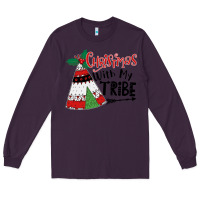 Plum Christmas with my tribe boho Long Sleeve Tee - CowhideDigitalArt