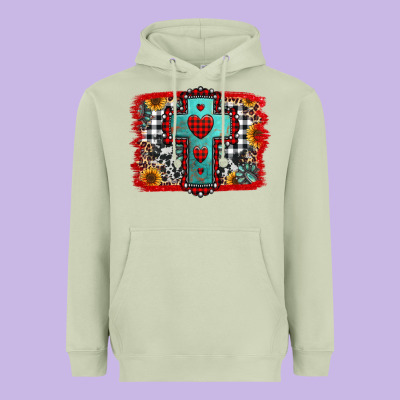 Christmas Cross With Background Heavyweight Hoodie Designed By Jasminsmagicworld