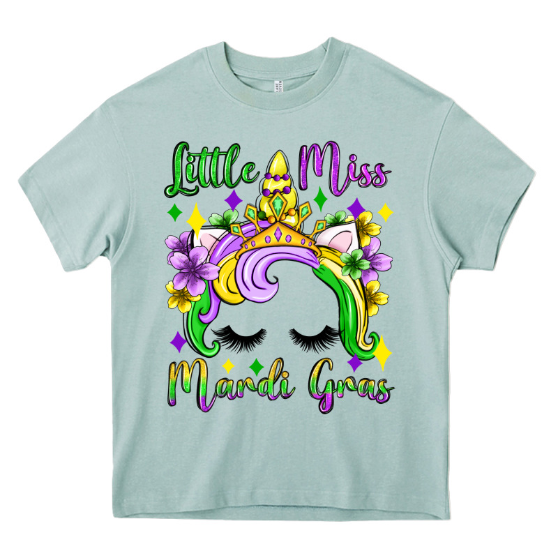 Little Miss Mardi Gras Unicorn  Olivia Heavy Core Tee by OliviaCreatesArt | Teevron