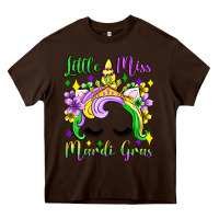 Chocolate Brown little miss mardi gras unicorn  olivia Heavy Core Tee - OliviaCreatesArt