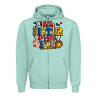 Seafoam little sister biggest fan softball Zipper Hoodie - Jasminsmagicworld