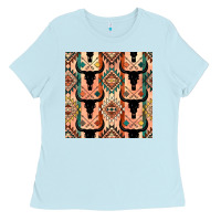 Baby Blue native american aztec seamless pattern 4 Ladies Tee - BundleAndBundleShop