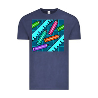 Vintage Denim school pencil seamless pattern Vintage Tee - BundleAndBundleShop