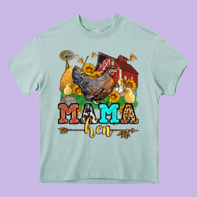 Mama Hen Western Olivia Heavy Core Tee Designed By Oliviacreatesart