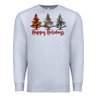 Heather Grey happy holidays christmas trees Premium Sweatshirt - Jasminsmagicworld
