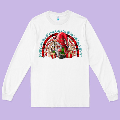 Festive Gnome With Gifts Long Sleeve Tee Designed By Cowhidedigitalart