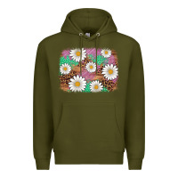 Army Green easter daisy background Premium Hoodie - Artiststas