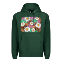 Sports Green easter daisy background Premium Hoodie - Artiststas