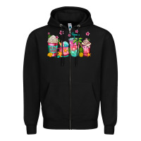 Black summer coffee cups Zipper Hoodie - Jasminsmagicworld