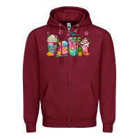 Burgundy summer coffee cups Zipper Hoodie - Jasminsmagicworld