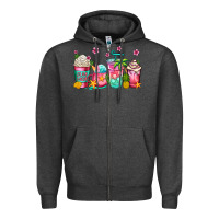 Charcoal Heather summer coffee cups Zipper Hoodie - Jasminsmagicworld