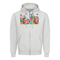 Dove Grey summer coffee cups Zipper Hoodie - Jasminsmagicworld