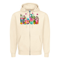 Sandshell summer coffee cups Zipper Hoodie - Jasminsmagicworld
