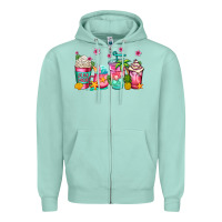Seafoam summer coffee cups Zipper Hoodie - Jasminsmagicworld