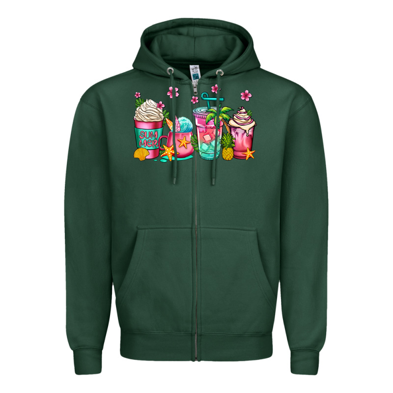 Summer Coffee Cups Zipper Hoodie by Jasminsmagicworld | Teevron