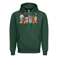 Sports Green summer coffee cups Zipper Hoodie - Jasminsmagicworld