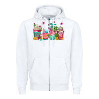 White summer coffee cups Zipper Hoodie - Jasminsmagicworld