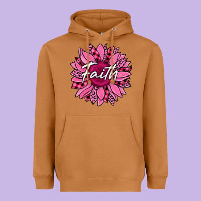 Faith Breast Cancer Awareness Sunflower Heavyweight Hoodie Designed By Jasminsmagicworld