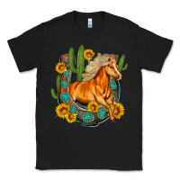 Black western horse cactus sunflowers horseshoe Classic Tee - OliviaCreatesArt