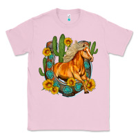 Bubblegum Pink western horse cactus sunflowers horseshoe Classic Tee - OliviaCreatesArt