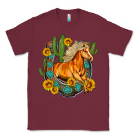 Burgundy western horse cactus sunflowers horseshoe Classic Tee - OliviaCreatesArt