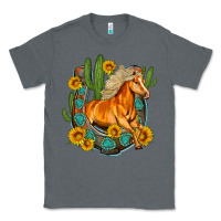 Charcoal Heather western horse cactus sunflowers horseshoe Classic Tee - OliviaCreatesArt