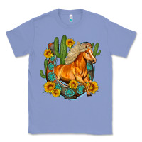 Colony Blue western horse cactus sunflowers horseshoe Classic Tee - OliviaCreatesArt
