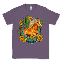 Lavender western horse cactus sunflowers horseshoe Classic Tee - OliviaCreatesArt