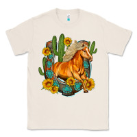 Natural western horse cactus sunflowers horseshoe Classic Tee - OliviaCreatesArt