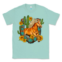 Seafoam western horse cactus sunflowers horseshoe Classic Tee - OliviaCreatesArt
