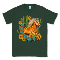 Sports Green western horse cactus sunflowers horseshoe Classic Tee - OliviaCreatesArt