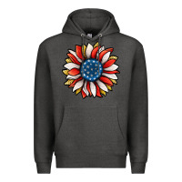 Charcoal Heather Patriotic Sunflower Premium Hoodie - Jasminsmagicworld