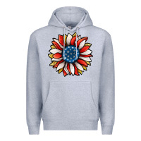Heather Grey Patriotic Sunflower Premium Hoodie - Jasminsmagicworld