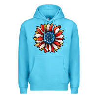 Ocean Blue Patriotic Sunflower Premium Hoodie - Jasminsmagicworld