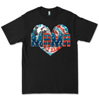 Black American Mama heart Premium Tee - FaDigitalArtStudio
