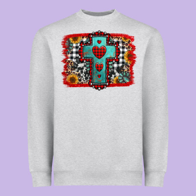 Christmas Cross With Background Heavyweight Sweatshirt Designed By Jasminsmagicworld