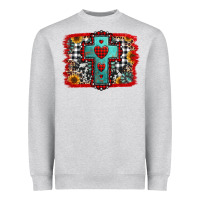 Heather Grey Christmas cross with background Heavyweight Sweatshirt - Jasminsmagicworld