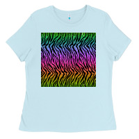 Baby Blue tiger glitter seamless pattern Ladies Tee - BundleAndBundleShop