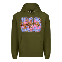 Army Green easter butterfly leopard background Premium Hoodie - Artiststas