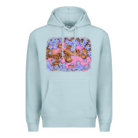 Blue Mist easter butterfly leopard background Premium Hoodie - Artiststas
