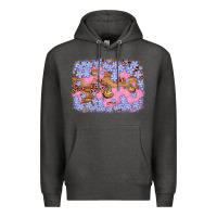 Charcoal Heather easter butterfly leopard background Premium Hoodie - Artiststas