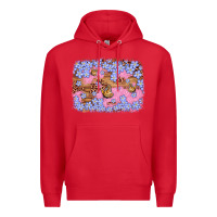 Red easter butterfly leopard background Premium Hoodie - Artiststas