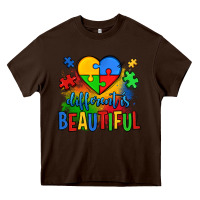 Chocolate Brown different is beautiful autism Heavy Core Tee - OliviaCreatesArt