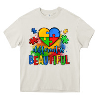 Cream different is beautiful autism Heavy Core Tee - OliviaCreatesArt