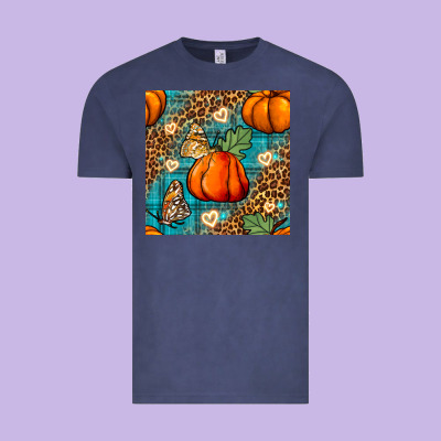Pumpkin And Butterfly Seamless Pattern Vintage Tee Designed By Bundleandbundleshop