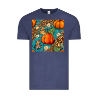 Vintage Denim pumpkin and butterfly seamless pattern Vintage Tee - BundleAndBundleShop