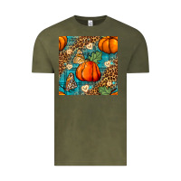 Vintage Olive pumpkin and butterfly seamless pattern Vintage Tee - BundleAndBundleShop