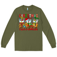 Army Green Christmas tea junkie Long Sleeve Tee - CowhideDigitalArt
